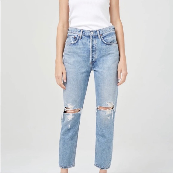 AGolde Riley high rise straight button fly jeans 27 - Picture 1 of 6